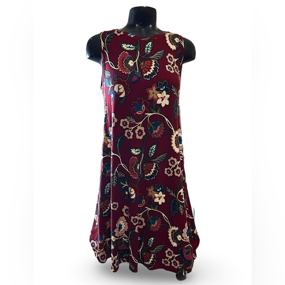 LOFT Floral Tank Swing Dress Knee Length Size XS - Picture 1 of 6